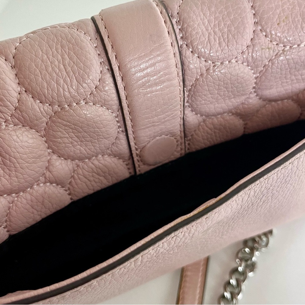 Rebecca Minkoff Love Crossbody Blush Pink Quilted Leather Feminine Quiet Luxury - Picture 8 of 15